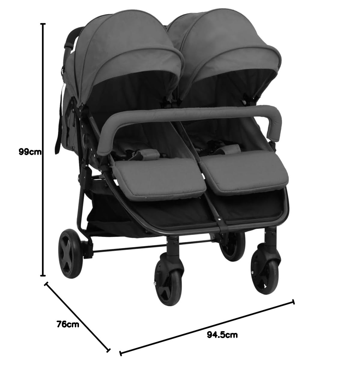 Carrito hermano gris oscuro y negro acero
