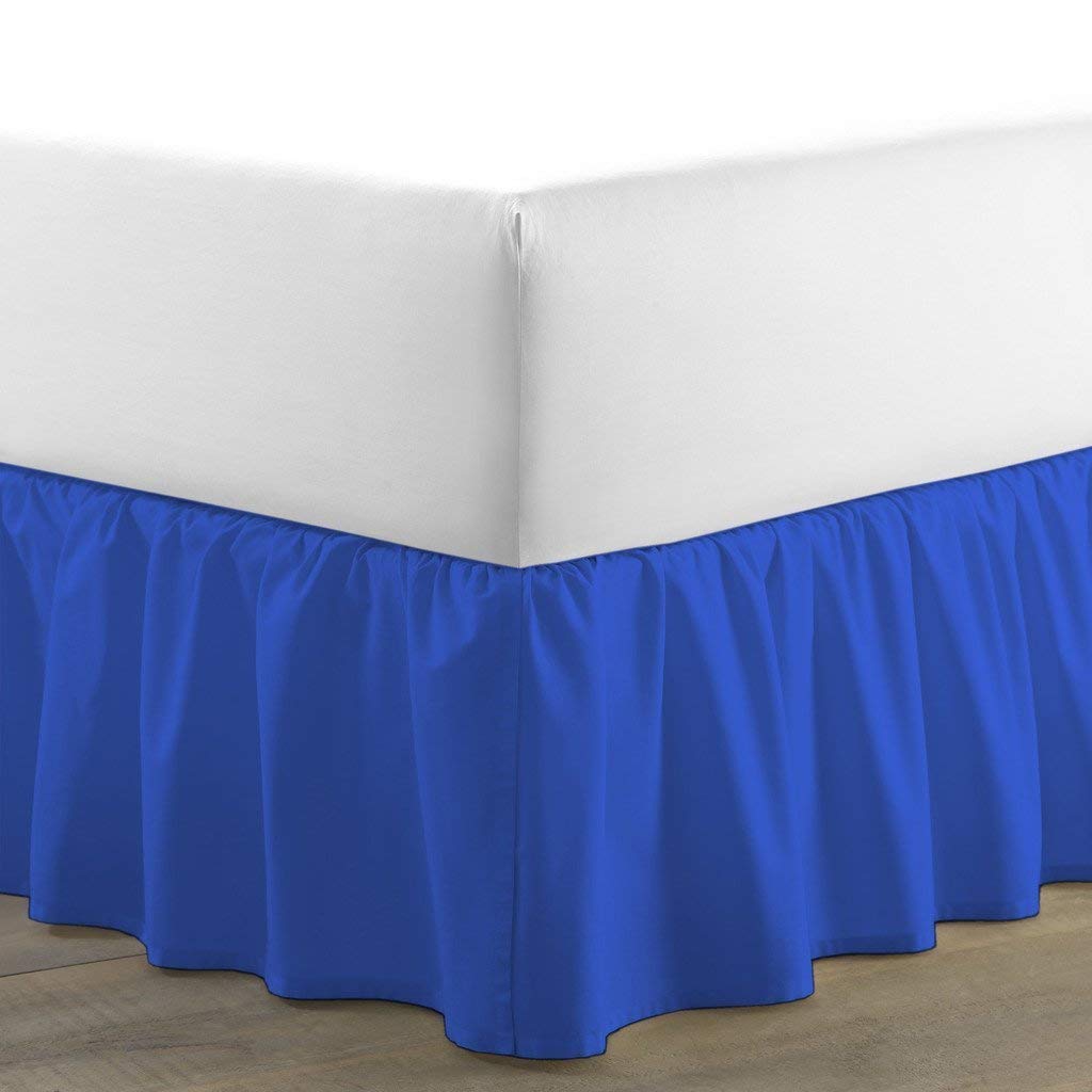 Bed Skirt - Ruffled Bed Skirt (California King, Royal Blue) 21 Inch Drop Dust Ruffle With Platform, Wrinkle And Fade Resistant - Dust Ruffle Bedskirt For Easy Fitting With 100% Cotton 800 Thread Count