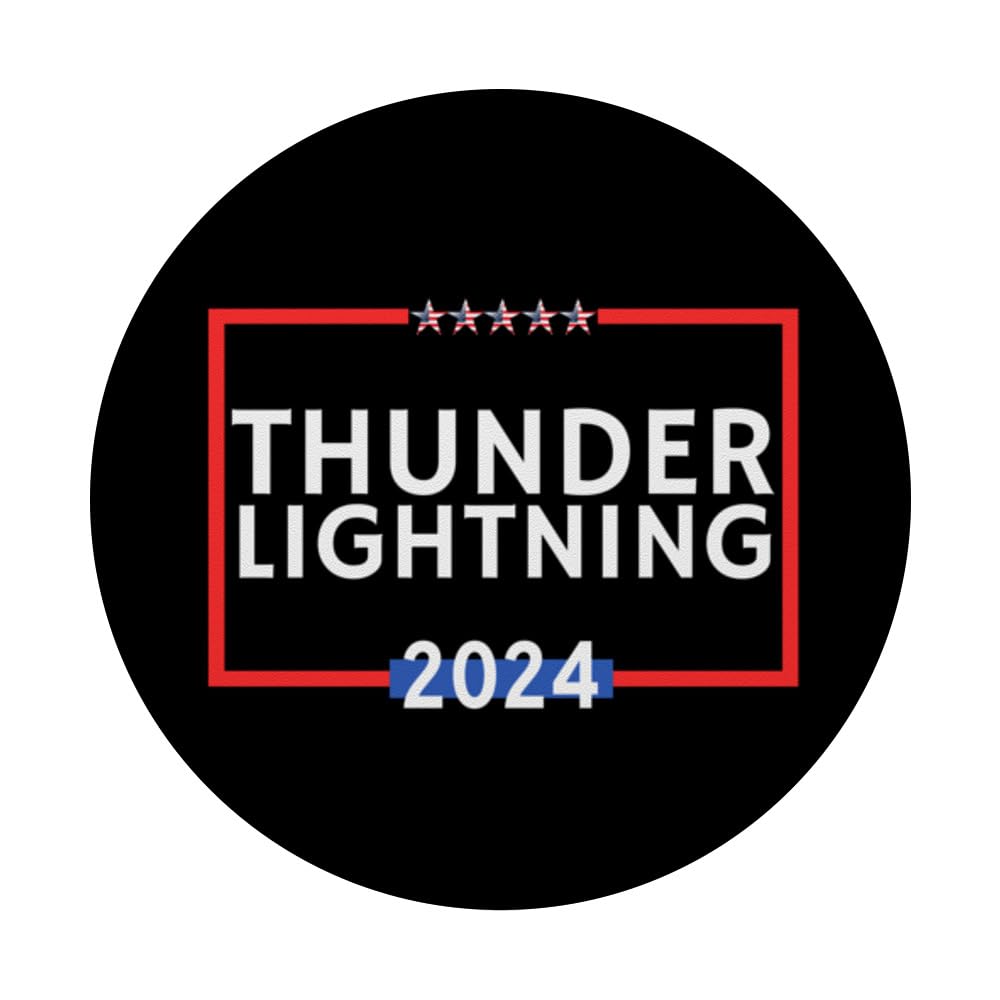 Thunder Lightning 2024 is Storm Chaser is Political Election PopSockets Swappable PopGrip, Black - Image 3