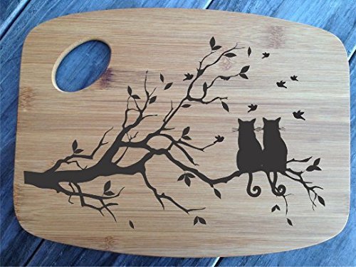 Cutting Board Bamboo Personalized Two Cats in a Tree
