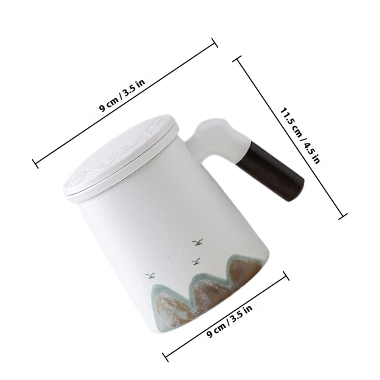 Taza de Té con Infusor y Tapa 300 Ml Cerámica de Color Blanco Filtro Integrado Hogar Oficina Consumo Diario Set Compacto