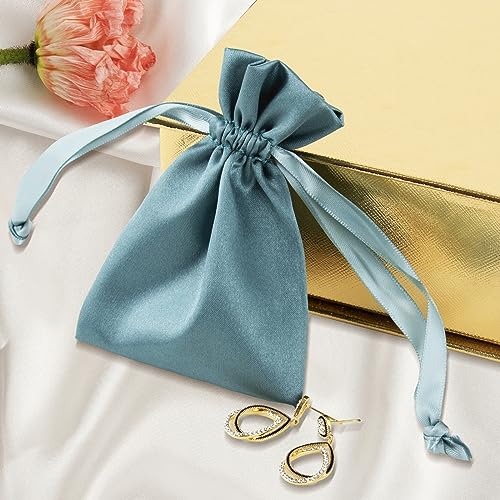 TOPTIE Custom 50 PCS Silk Satin Gift Bag with Drawstring, Jewelry Pouch Bags Logo Printed Premium Cosmetic Bag, 3.2 X 4.3 Inches3