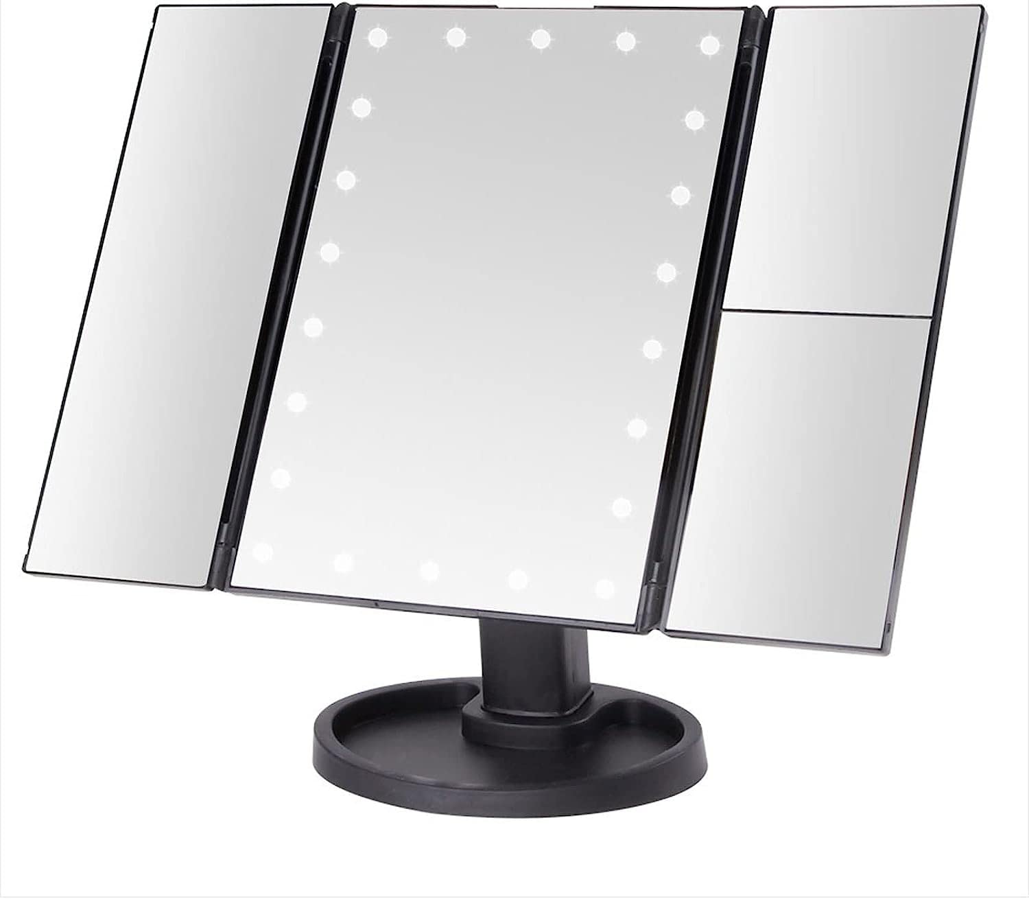 DELURA Specchio Specchio for il trucco Lampada pieghevole a tre lati Specchio da tavolo for bellezza Specchio for il trucco Specchio pieghevole ingranditore Specchio