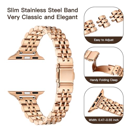 Image of wipalor Thin Classic Metal Chain Band Fit Slim Apple Watch Bands for women 46mm 44mm 45mm 49mm (42mm-Series 3 /2 /1), Dressy Stainless Steel iWatch Bands for iPhone Watch Series 10 9 SE 8 7 6 5 4 Ultra