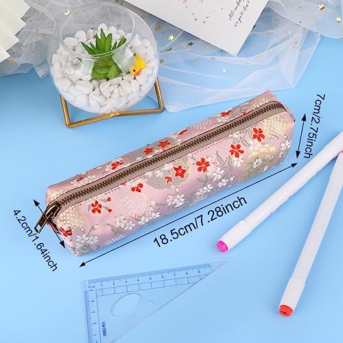 Image of Oyachic Embroidery Pencil Case Flower Pencil Pouch Pen Box Pen Holder Organizer Bag Cosmetics Makeup for Office Supplies,pink