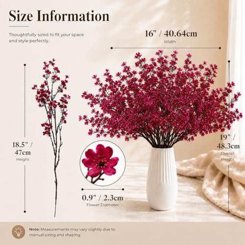Image of Mandy's 15 Bundles Artificial Burgundy Baby's Breath Flowers
