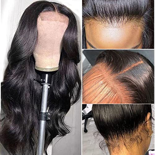 14 Inch Lace Closure Wig Body Wave Human Hair Wigs Brazilian Hair Lace Frontal Wig Body Wave 180 Density Pre Plucked Human Hair Wigs Natural Color