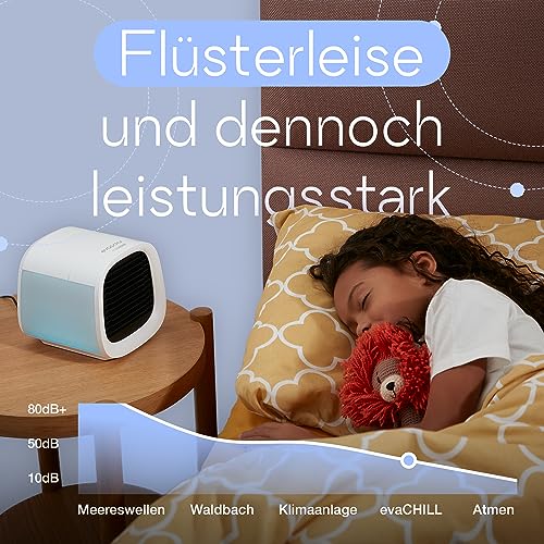 Evapolar evaCHILL Luftkühler & Luftbefeuchter - Leise & tragbar – Kühler für Heim, Büro, Camping, auf Reisen – USB-Anschluss für einfaches Verbinden & integriertes LED-Nachtlicht - grau