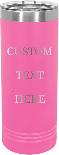 Vaso delgado de acero inoxidable con aislamiento al vacío de 22 onzas con nombre, frase, palabras, texto de personalización, doble pared grabado con