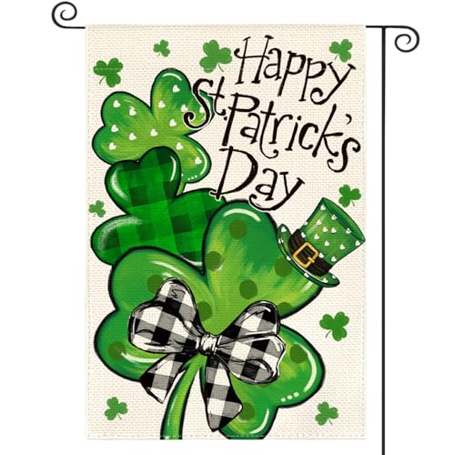AVOIN colorlife Happy St Patricks Day Garden Flag Outside 12x18 Inch