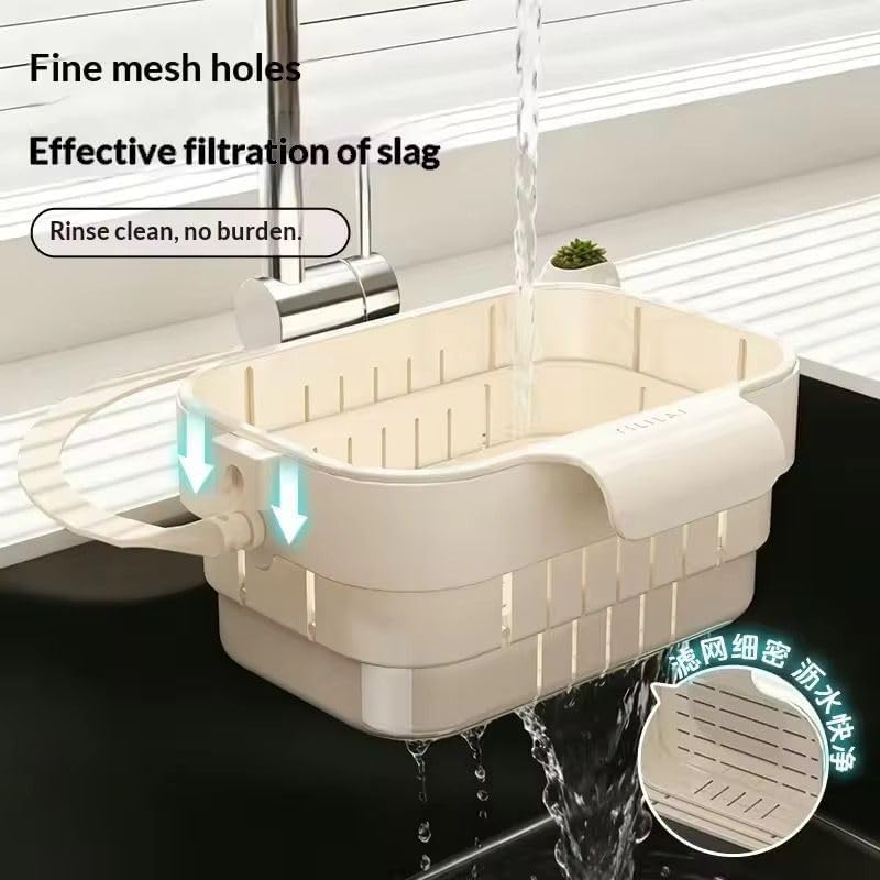 Image of Kitchen Sink Drain Basket Anti-Slip Hanging Design, Green, for Washing Fruits, Vegetables, and Noodles, Waste Drain Filter,Draining for Kitchen