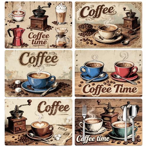 Peacoblue Set de 6 Sets de Table Café Vintage 12