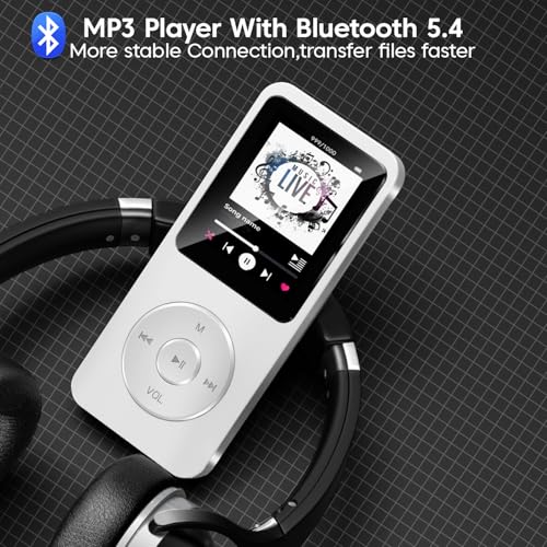 Image of Sounce 16GB Mini MP3 Music Player with Bluetooth 5.4, HiFi Lossless Sound, Video Playback, Voice Recorder, FM Radio, E-Book Reader, and Built-in Speaker | Expandable up to 128GB (White)