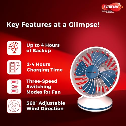 Image of Eveready FE01 Everflo mini Rechargeable Fan | Blue