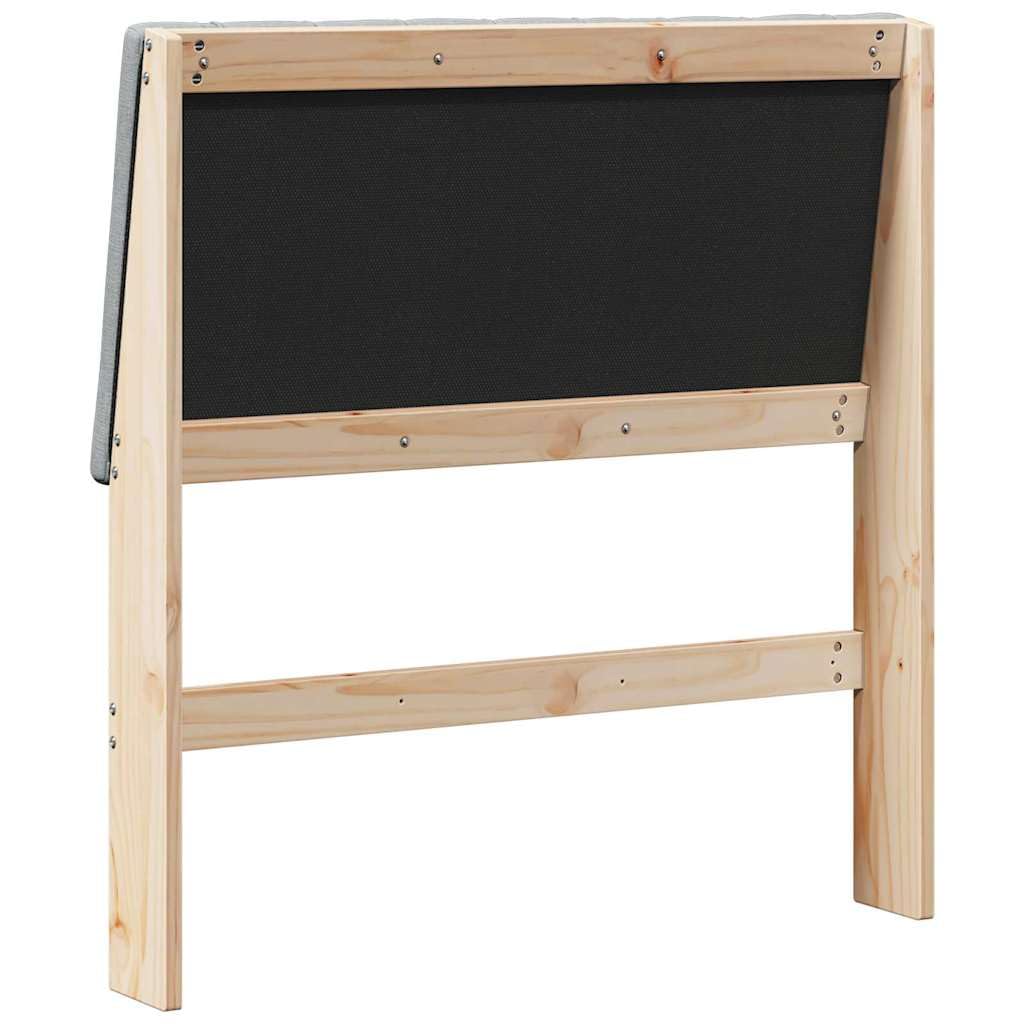 Tête de Lit Capitonnée en Tissu et Pin Massif 90 cm Gris Clair