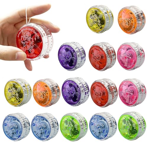 RNPKZ 15 Stück LED Licht YoYo, Professiona Looping Yoyo für Anfänger, Kunststoff Yoyo, JoJo Reaktives Kugellager, JoJo Kinder, JoJo Spielzeug für Anfänger & Kinder, Yoyo für Party Gastgeschenk, Preise