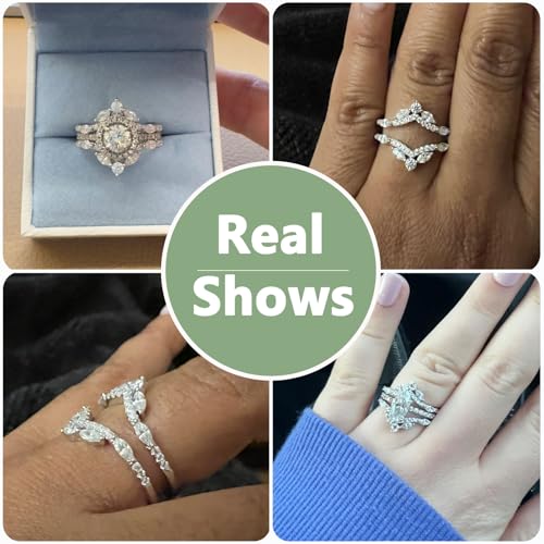 Newshe Jewellery Moissanite Wedding Ring Enhancer for Engagement Rings 925 Sterling Silver Marquise Promise Eternity Band Sz 5-104