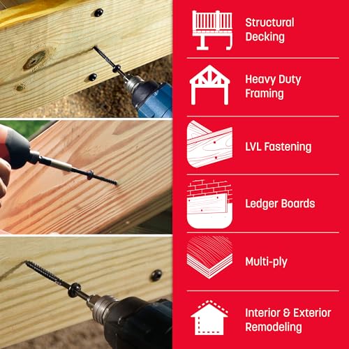 GRK Fasteners RSSTM 5/16 x 4 Tornillos estructurales Rugged, negro, 25 piezas miniatura 7