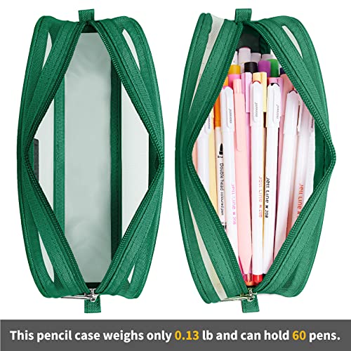 Image of KALIDI Grid Mesh Pencil Case Large Capacity Pouch With Zipper Simple Stationery Aesthetic Pen Bag for School Teen Girl Boy Multi-Purpose for Office Men Women, Dark