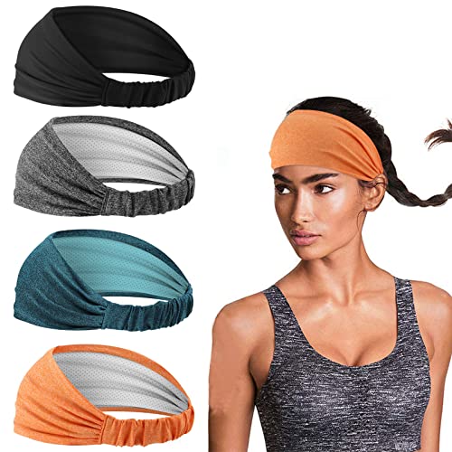 Bandeau Sport pour Femme - Bandana Cheveux Serre Tete pour Fitness, Running,Crossfit, Cycliste, Yoga, Basketball, Football, Tennis - Respirant Evacuant L'humidité Elastique Cheveux Bande