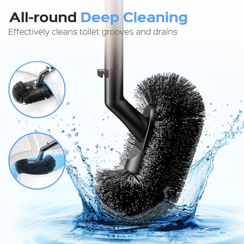Image of HAMITOR Toilet Plunger and Brush Set, Stainless Steel Rustproof, 2 Pack | 2-In-1 Rustproof Combo With Curved Bristles, Deep Cleaning Unclogging in Apartment Bathrooms, Compact Hideaway Saves Space