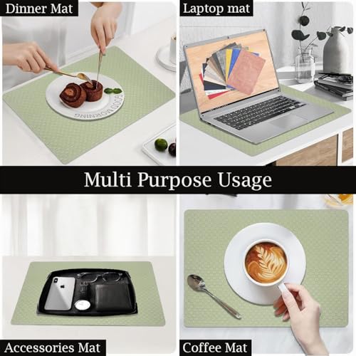 Image of Amazon Brand - Umi PVC Vinyl Foam Design Placemat STPG127 | Heat Resistant, Wipe Clean, Anti-Skid Table Mats for Dining Table, Kitchen & Home Decor (30x45 CM Green Set of 2)