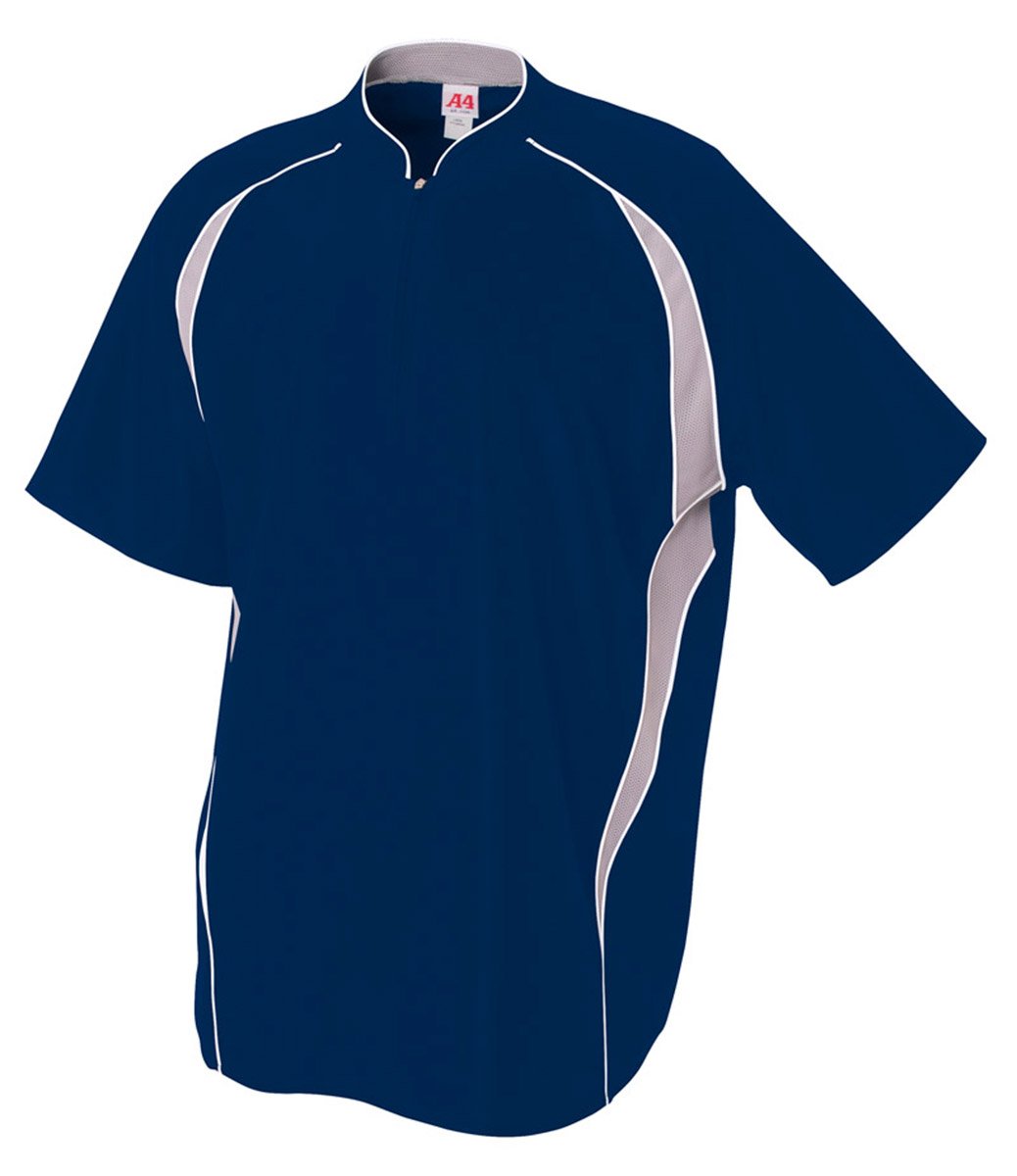A4 Adult 1/4 Zip Batting Jacket, NVY, Large