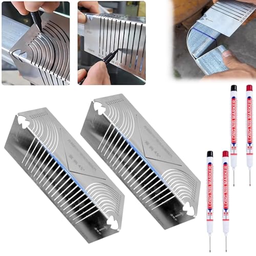 Regla Giratoria para Perfiles Metalicos,Precisionflex Angle & Arc Marking Tool,90 Degree Arc Angle Marking Ruler, Square Steel Pipe Bend Steel Pipe Bend Marking Tool,for Metalworking (2PCS-L)