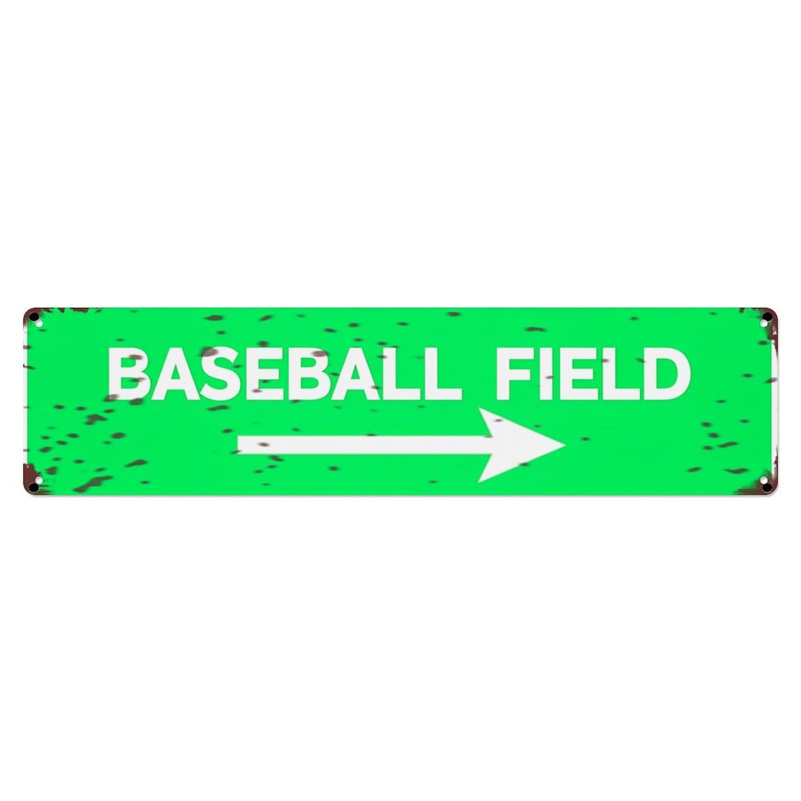 Baseball Field Arrow Sign Pattern Metal Tin Sign Plaque