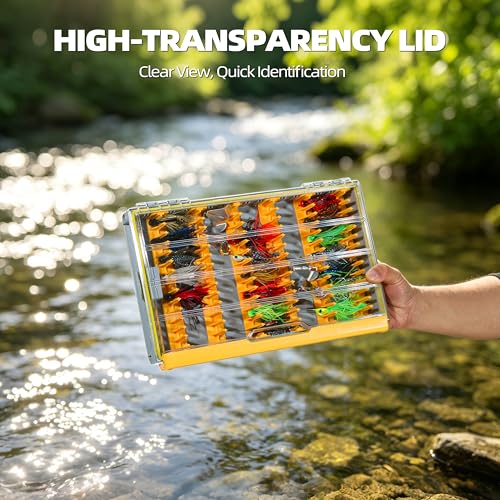 Image of RUNCL 3700 Jig Tackle Storage, Waterproof Floating Lure Storage Box with Adjustable Dividers, Clear Rust-Proof Utility Tray for Terminal Tackle, Hooks and Sinkers