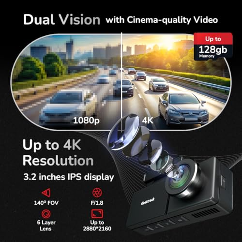 Image of Fleettrack Car DashCam (Front Only) | 4k with HDR Imaging | 3.2 inch IPS Screen | F1.8 Large Aperture | in-Built GPS Logger | Night Owl Vision | Voice Control, WiFi | Parking Mode | Upto 128GB Supported