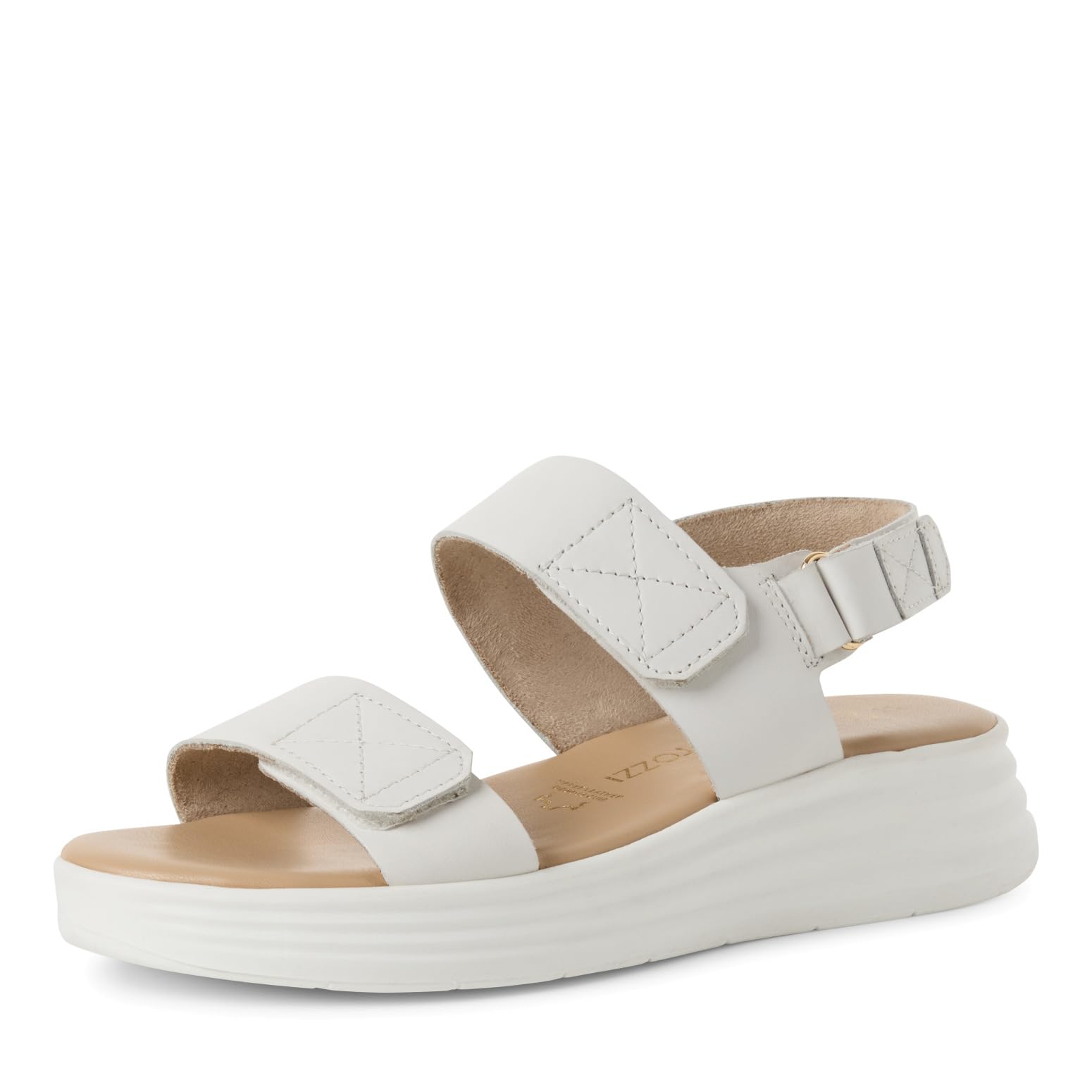 MARCO TOZZI Damen Sandalen flach aus Leder mit Klettverschluss