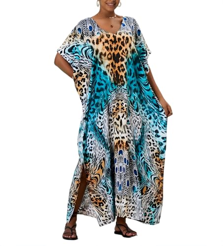 Image of Kaftan Dresses for Women Plus Size Bathing Suit Cover up Caftan Maxi Beach Dresses