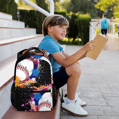 School Backpack for Boys, Baseball Schoolbag for Kids Teen Boys Kindergarten Elementary Primary Middle College, 17 Inch Large Capacity Durable Baseball Bookbag2