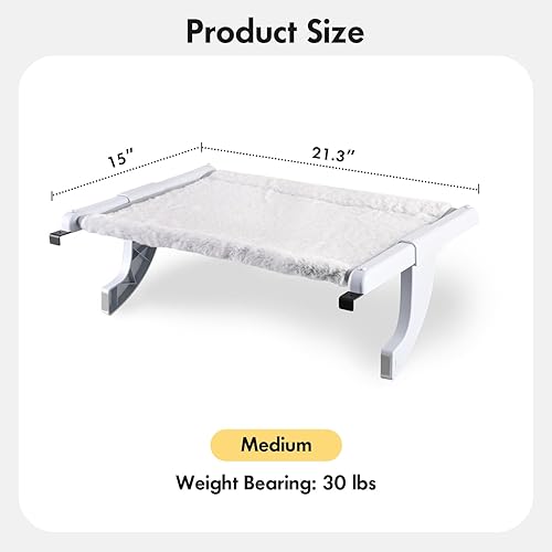 Miniatura 10 de Zoratoo Percha para gatos de interior, ajuste deslizante de un solo paso, asiento de ventana para gatos con dos fundas de tela extraíbles, sin