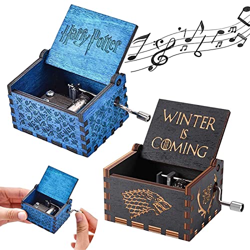 YSTJKD Caja De Música 2 Pcs Caja De Música De Madera Juego De Tronos Caja De Musica Clasica Caja De Música con Manivela para Cumpleaños Día De San Valentín Cover