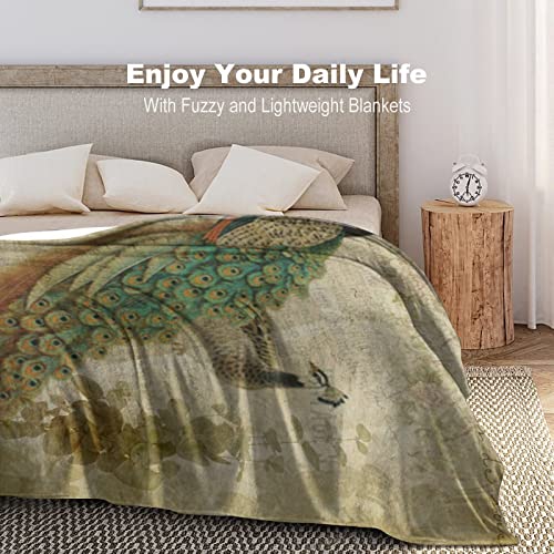 Couverture de voyage paon en microfibre de luxe pour canapé 127x152 cm