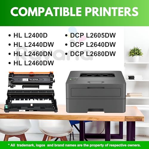 Image of TN-2570XL + DR2570 Toner Cartridge and Drum Unit Combo Compatible for Brother Printers HL-L2400D, HL-L2440DW, HL-L2460DN, HL-L2460DW, DCP-L2605DW, DCP-L2640DW, DCP-L2680DW