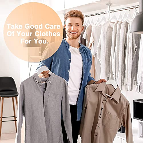 Image of WHISKET Solid Wood Hangers,Premium Wood Hangers with 360-Degree Rotatable Hook and Notches, Natural, Heavy Duty Wood Hangers for Coats, Suits, Jackets, Closet (White) [Pack of 24]
