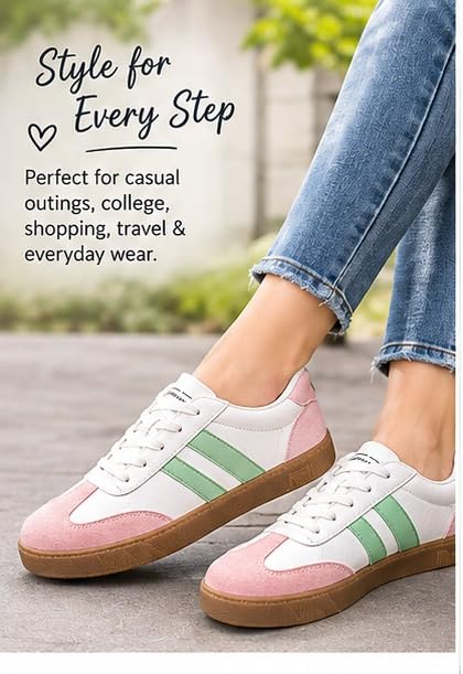 Image of Casual Sneaker Shoes for Women | Soft Cushioned Insole | Sneakers for Woman | Lightweight | Comfortable | Stylish, Trendy Girls and Women Sneakers with Laces
