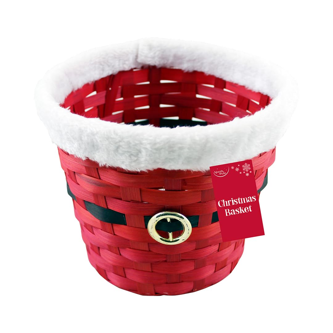 Eurowrap Multicolour Red Santa Claus Christmas Woven Gift Basket 19Cm