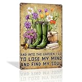 Letrero de aluminio vintage para jardín, letrero de bienvenida para jardín al