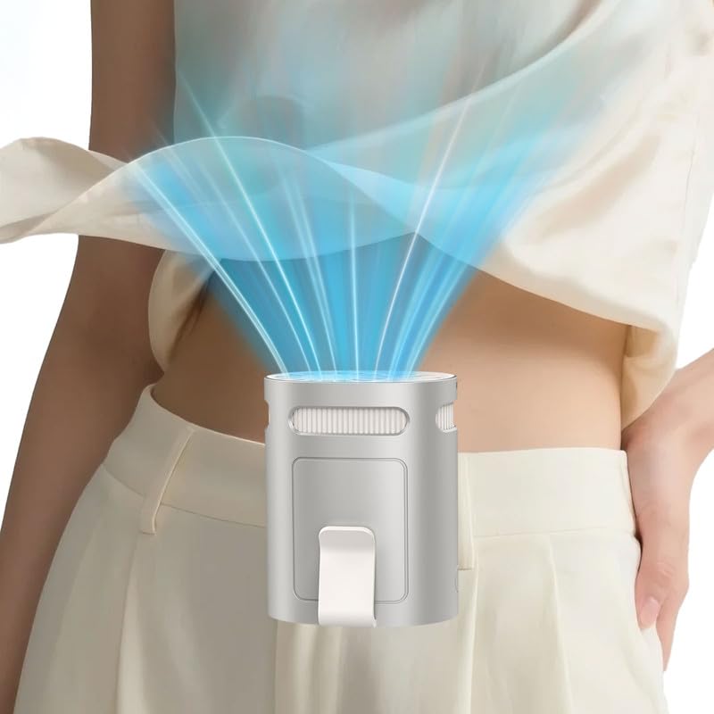 Image of Clip on Fan for Shirt Belt Hip Pants-Compact Portable Waist Fan Rechargeable Long Lasting,Wireless Personal Body Fans that Blow Cold Air,Necklace Lanyard Cool Gadgets for Work Traveling Outdoor Purple
