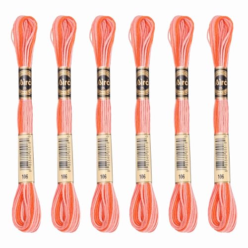 Image of PATIKIL 6 Skeins Embroidery Floss, Polyester Embroidery Threads Bracelets String for Cross-Stitch Hand Embroidery, Orange Red