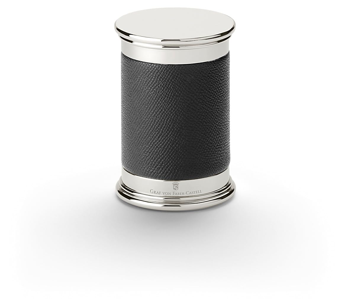 Graf von Faber-Castell 118512 - Taille-crayon Epsom noir, en métal platiné gainé de cuir