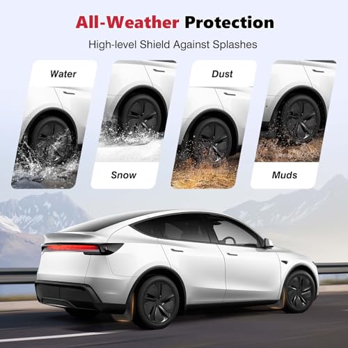 Image of Sunsdrew Mud Flaps for Tesla Model Y Juniper 2025 2026 - All Weather Guard Splash Juniper Guards Mudguards - No-Drill 4PCS Model Y Juniper Fender Flares Accessories