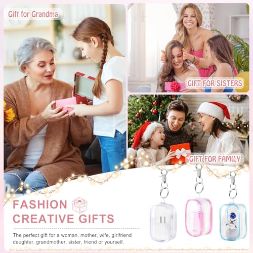 Image of Hand Sanitizer Spray Clear Case for 1FL OZ /30ml, 3 Pack Hand Sanitizer Holder Zippered Pouch, Mini Clear Makeup Bag, Figures Display Bag, with Keychain Snap Hook (Pink & Blue & Purple)