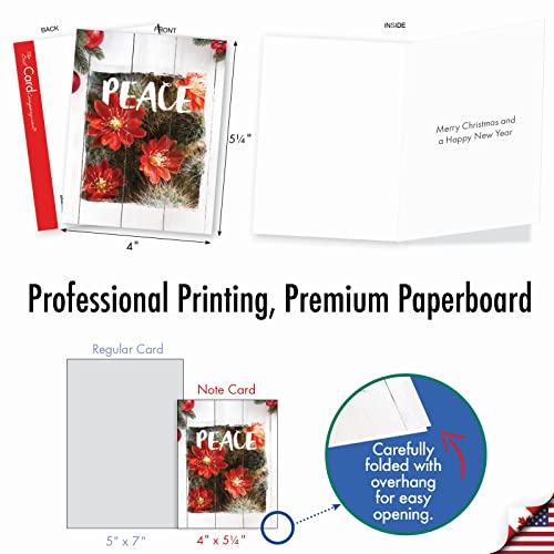 Image of The Best Card Company - 10 Holiday Note Cards for Christmas - Festive Bulk Assortment, Boxed Notecards with Envelopes (4 x 5.12 Inch) - Flowering Christmas Cactus AM6437XSG-B1x10