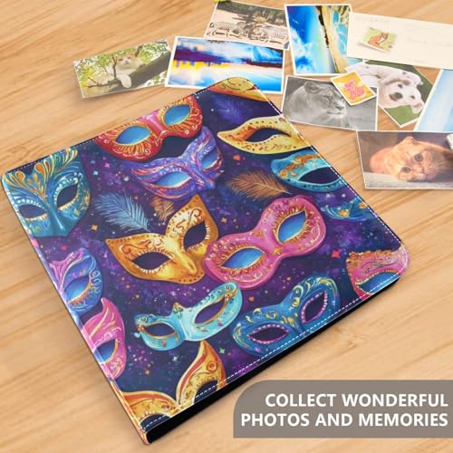 Álbum de Fotos Scrapbook Adhesivo DIY con Diseño de Máscara de Mardi Gras, 3 Anillos, 40 Páginas, 8x10 para Recuerdos miniatura 5
