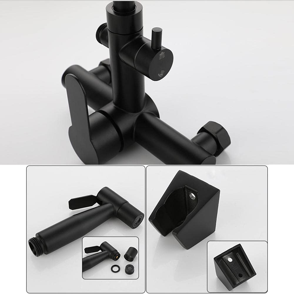 Grifo Cocina Pared con Pistola Arco Alto Negro Grifos Cocina Fregadero Grifo Pared Extensible Cocina Giratorio 360° con Pistola Pulverizadora